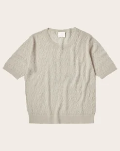 FUB Tee-Shirts, Tops-Pointelle Fine Knit Merino Wool Sweater - Women's Collection Ecru