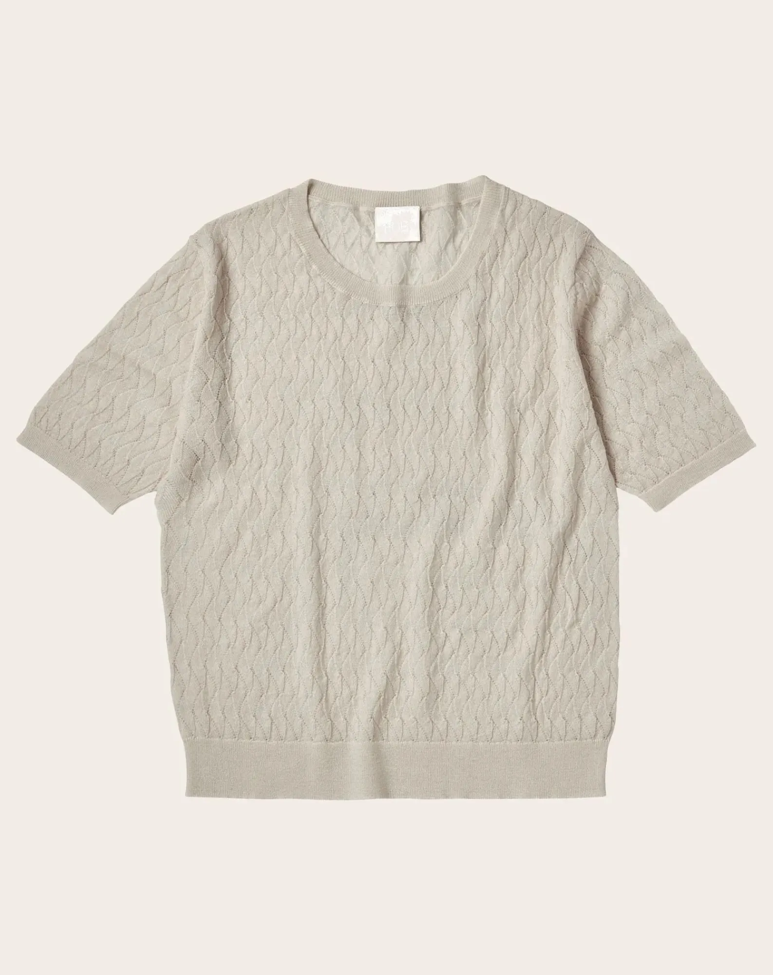 FUB Tee-Shirts, Tops-Pointelle Fine Knit Merino Wool Sweater - Women's Collection Ecru