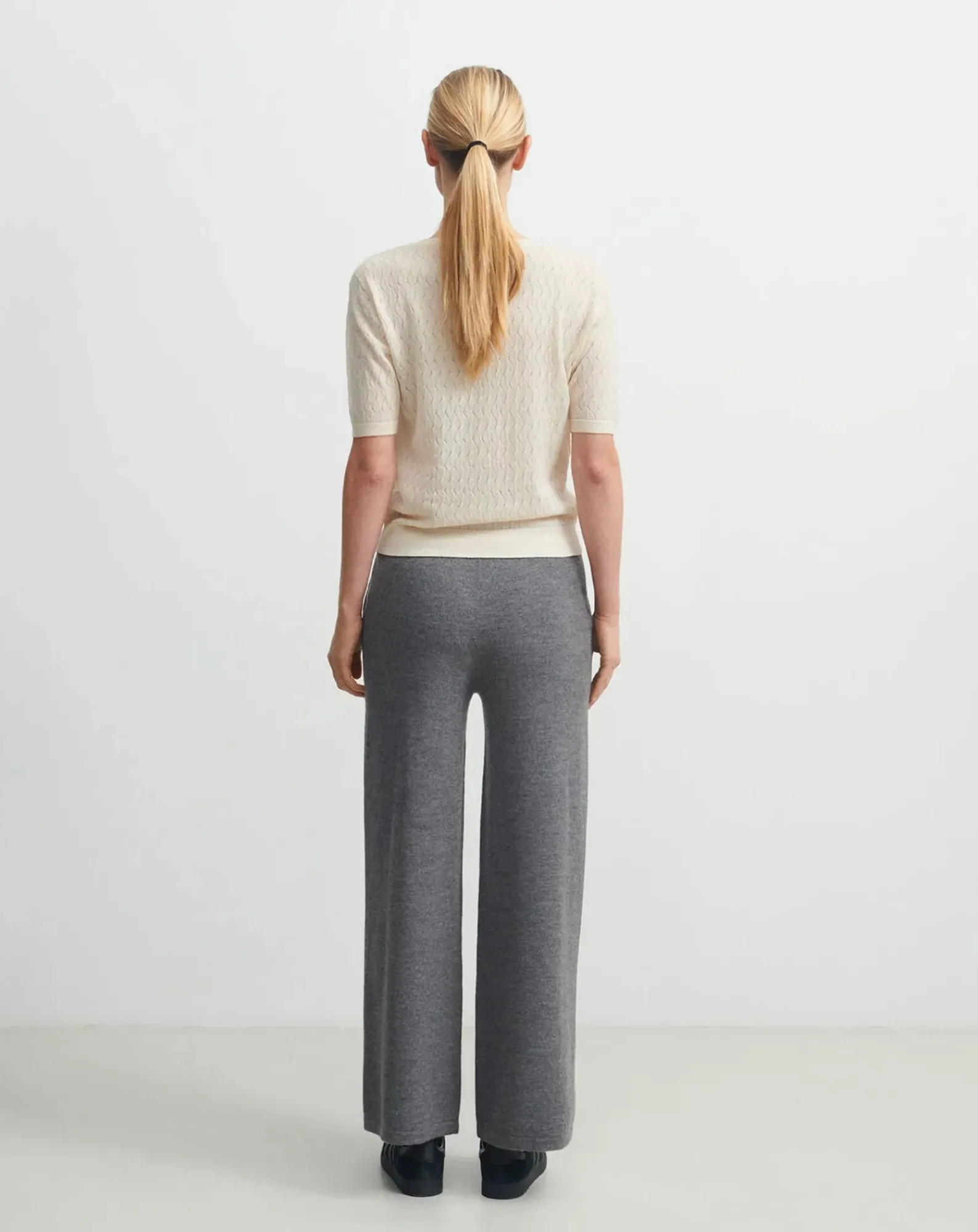 FUB Tee-Shirts, Tops-Pointelle Fine Knit Merino Wool Sweater - Women's Collection Ecru