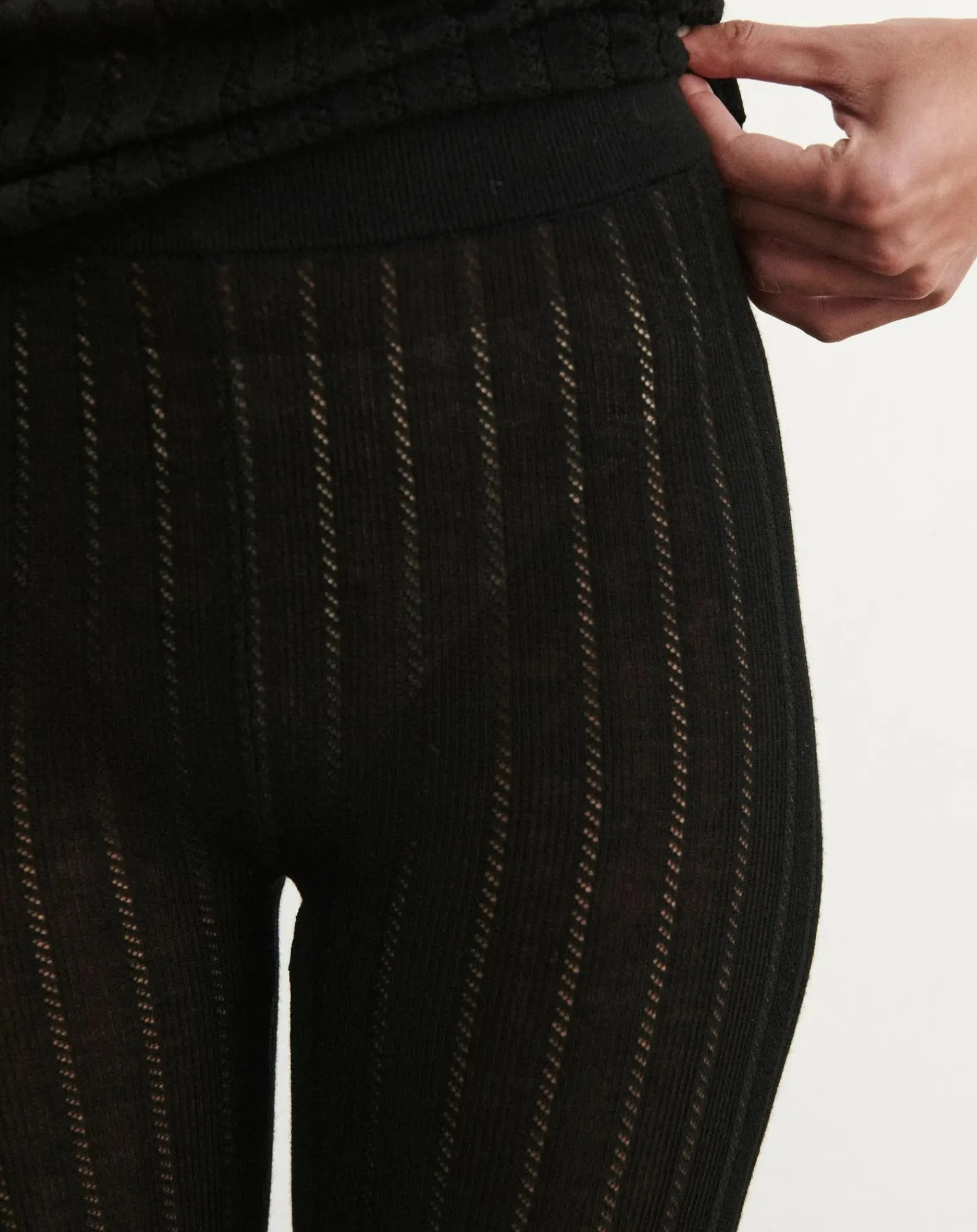 FUB Pantalons, Jeans-Pointelle Legging Merino Wool - Women's Collection Noir