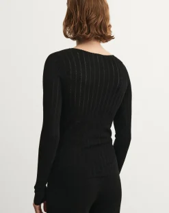 FUB Tee-Shirts, Tops-Pointelle Merino Wool Underpants - Women's Collection Noir