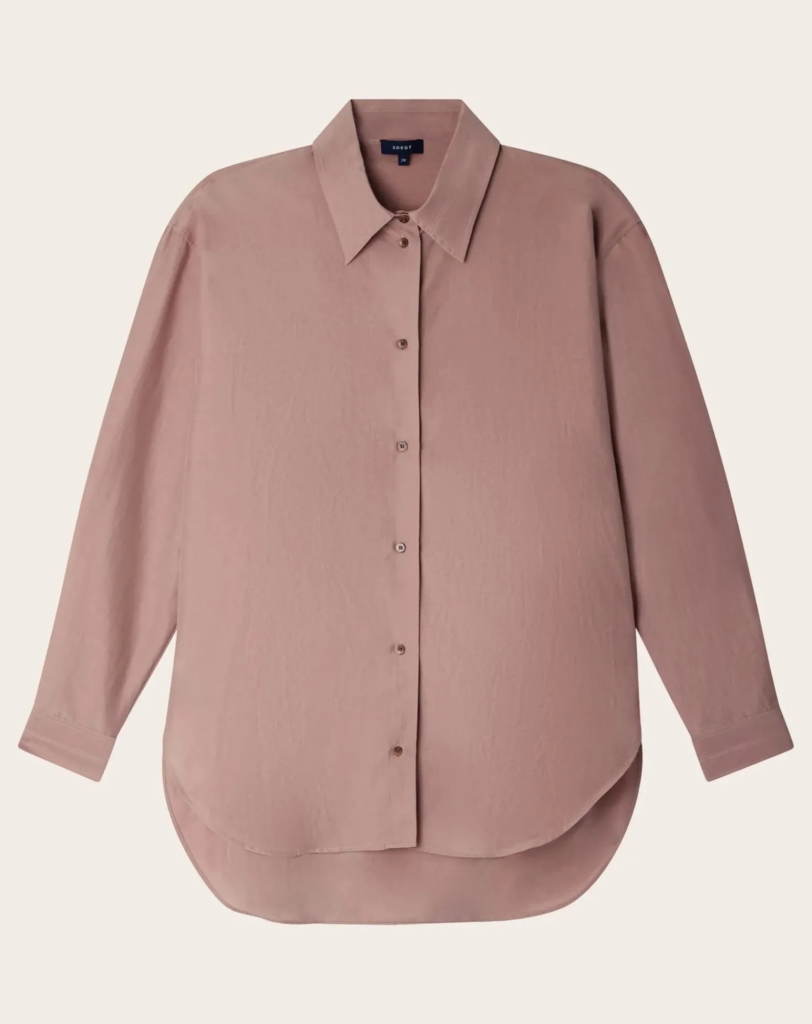 Soeur Blouses, Chemises-Pomegranate organic cotton shirt Bois de rose