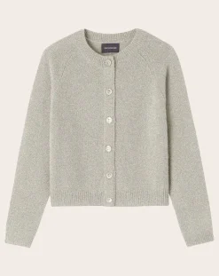 Bompard Pulls, Gilets-Raglan Cashmere Cardigan Gris argent