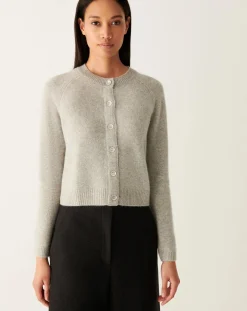 Bompard Pulls, Gilets-Raglan Cashmere Cardigan Gris argent