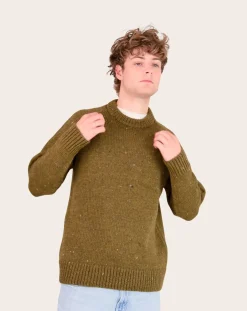 Origin Knitwear Pulls, Gilets-Raglan Chunky Wool Sweater Khaki