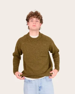 Origin Knitwear Pulls, Gilets-Raglan Chunky Wool Sweater Khaki