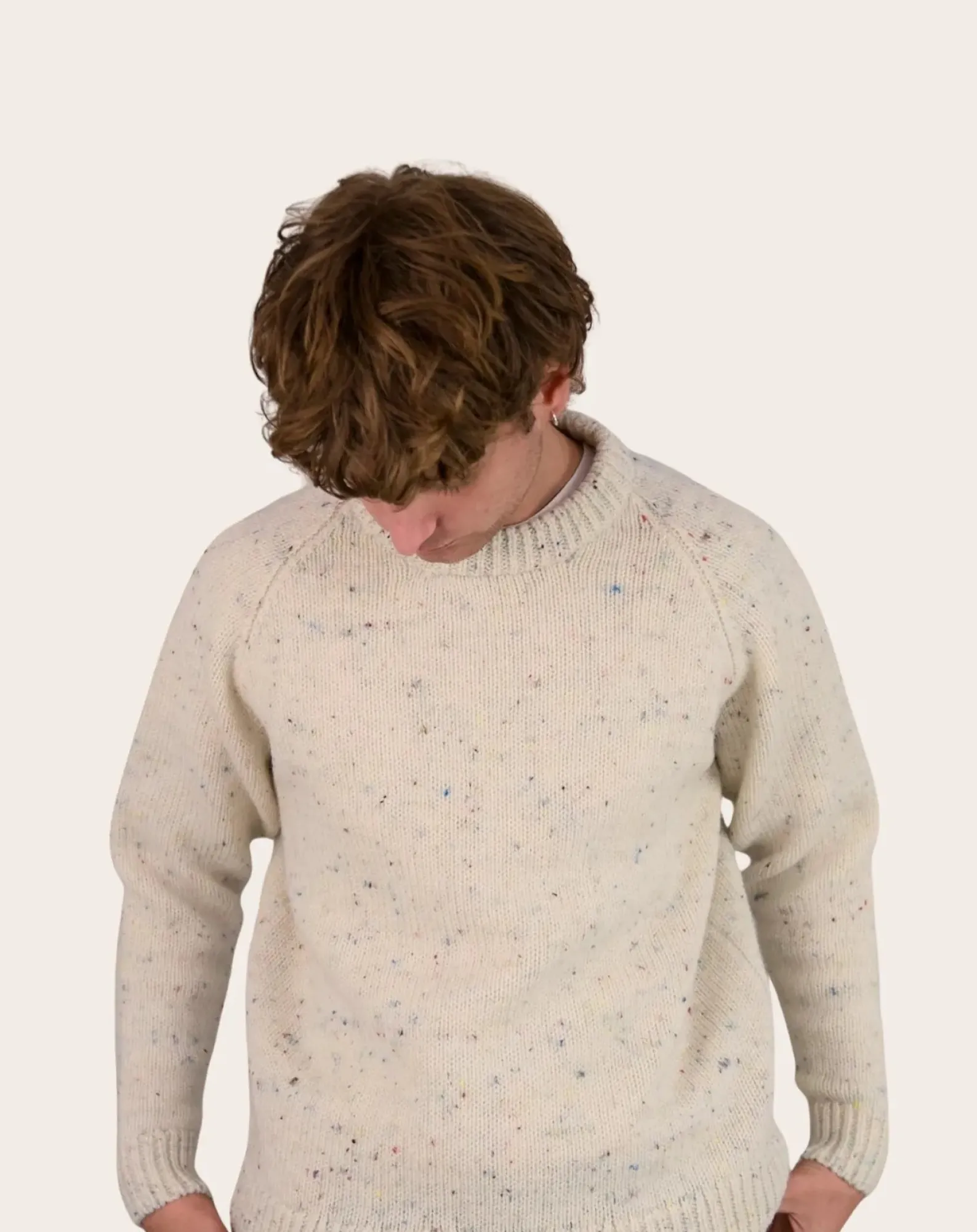 Origin Knitwear Pulls, Gilets-Raglan Chunky Wool Sweater Ecru