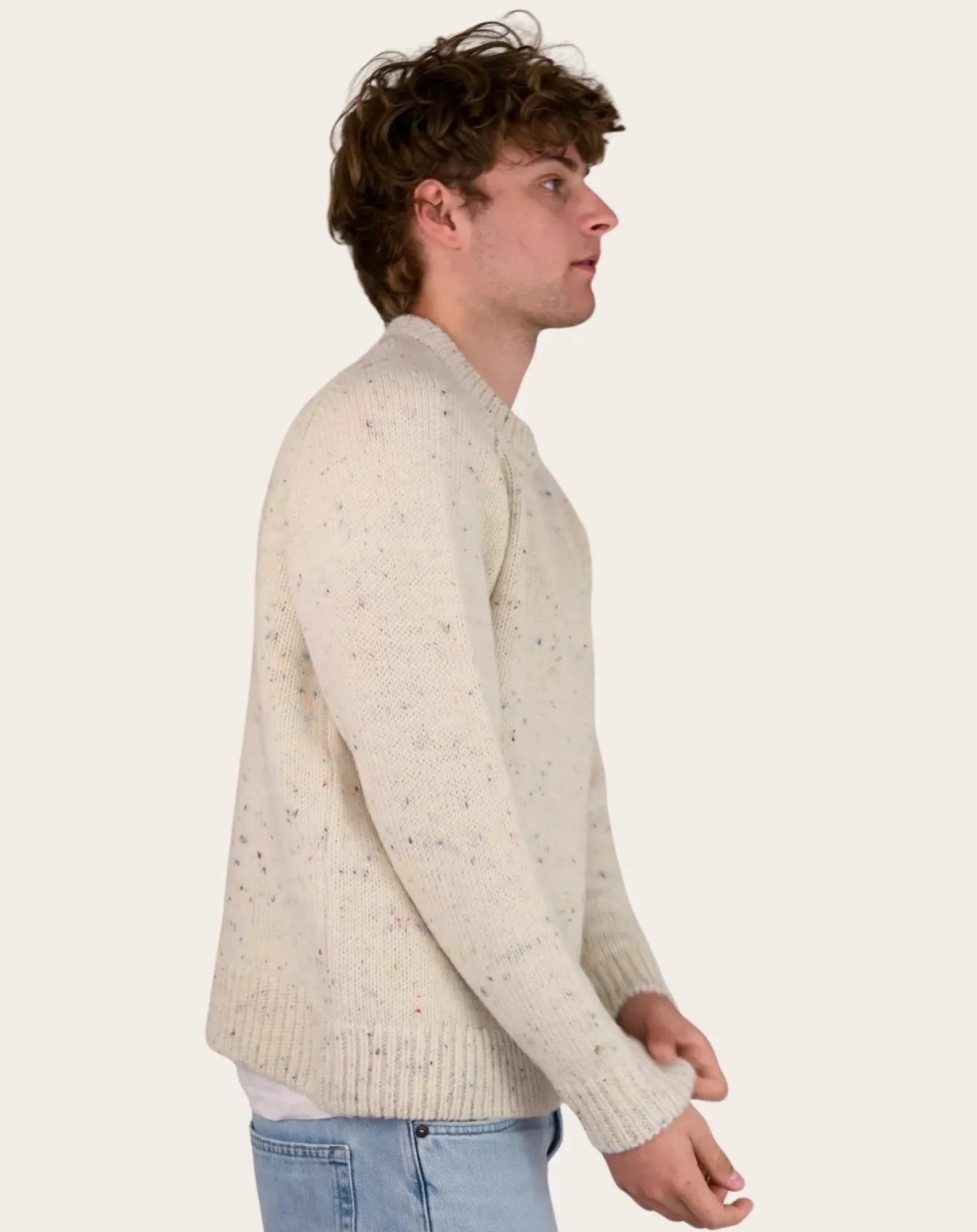 Origin Knitwear Pulls, Gilets-Raglan Chunky Wool Sweater Ecru