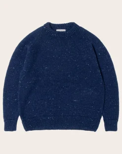 Origin Knitwear Pulls, Gilets-Raglan Chunky Wool Sweater Bleu foncé