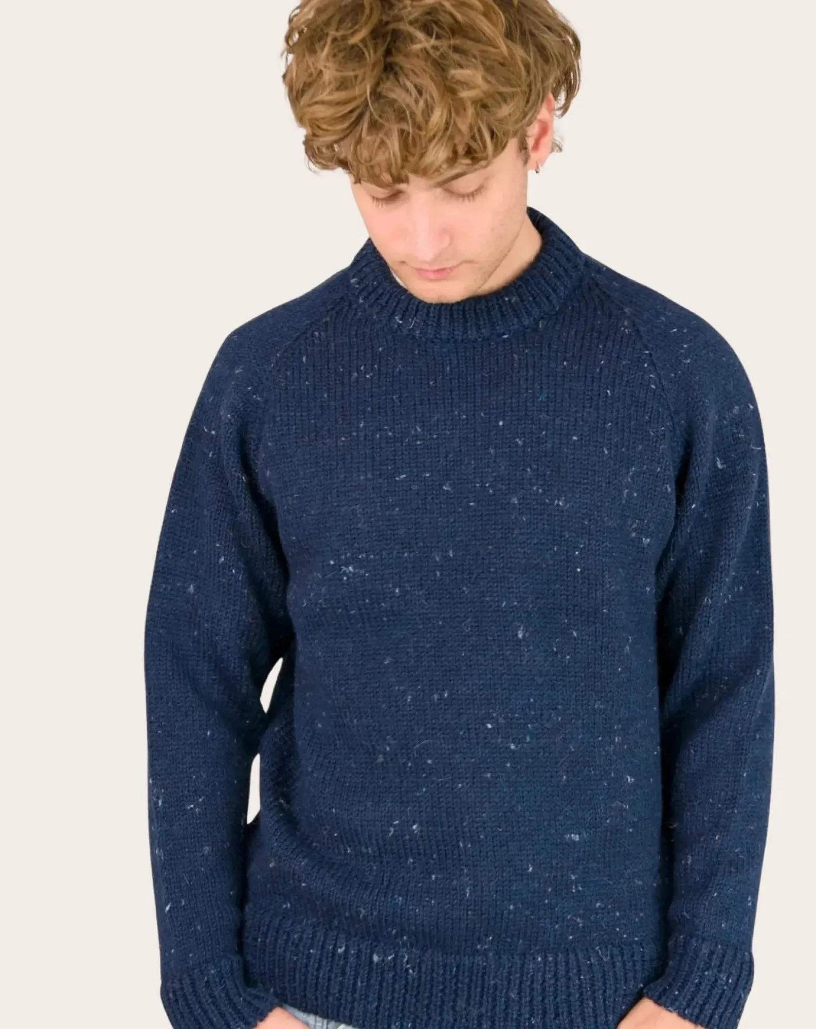 Origin Knitwear Pulls, Gilets-Raglan Chunky Wool Sweater Bleu foncé