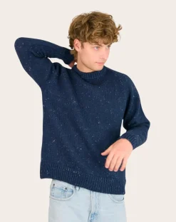 Origin Knitwear Pulls, Gilets-Raglan Chunky Wool Sweater Bleu foncé