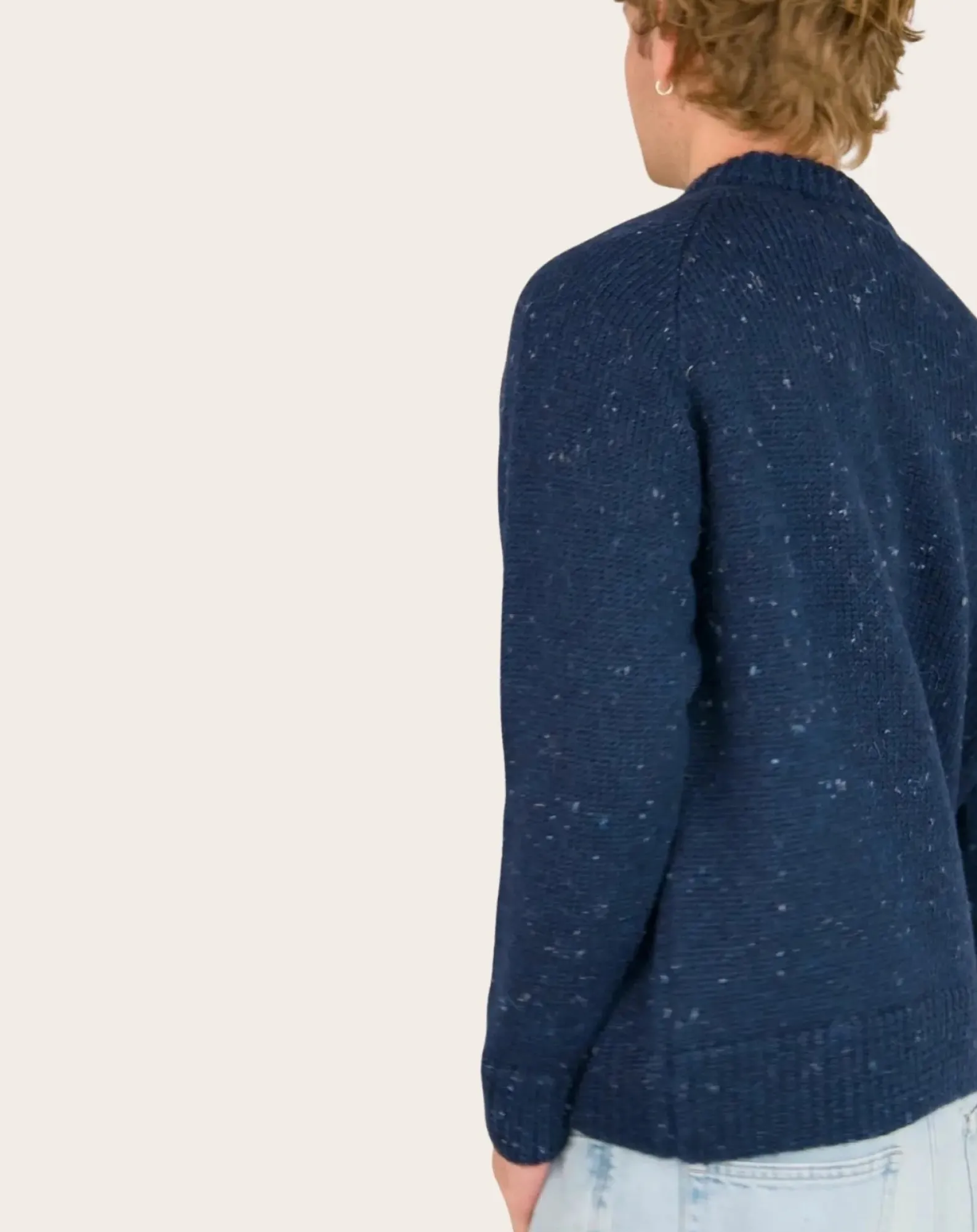 Origin Knitwear Pulls, Gilets-Raglan Chunky Wool Sweater Bleu foncé