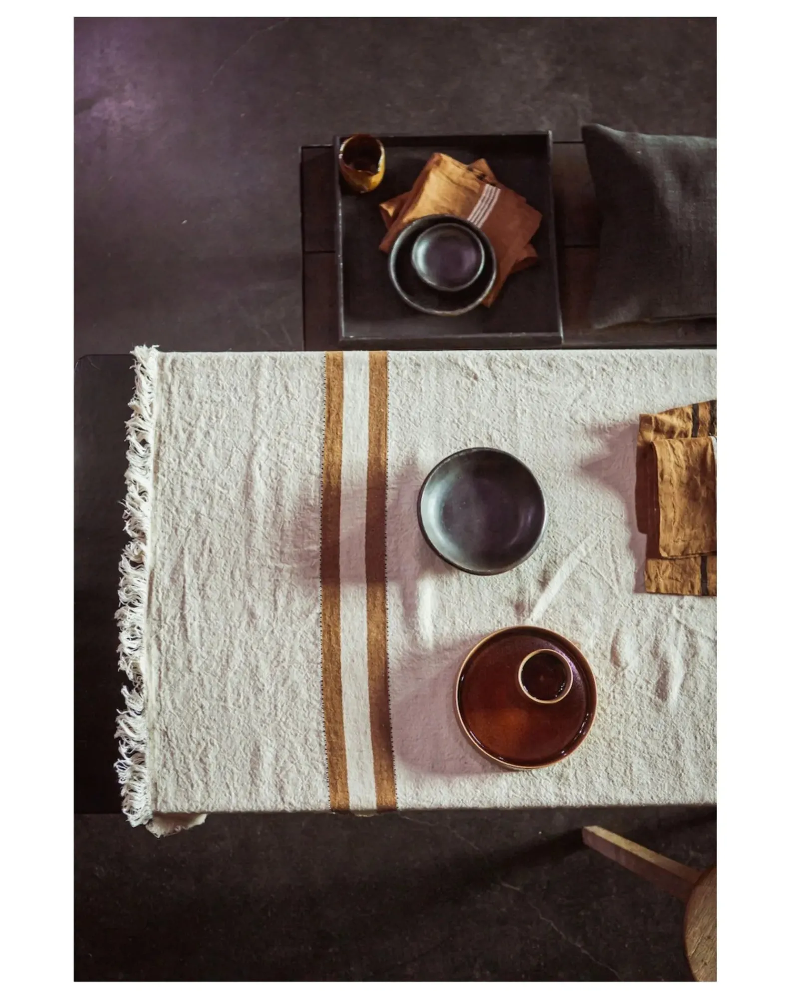 Libeco Linge De Table|Linge De Table, Sets De Table-Railway tablecloth Crème