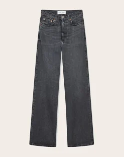 Samsoe Samsoe Pantalons, Jeans-Rebecca high-waisted jeans in cotton Gris foncé