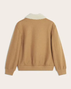 Maison Kitsuné Vestes, Manteaux-Recycled Wool Sheepskin Collar Jacket Brun roux