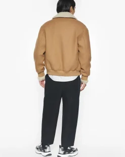 Maison Kitsuné Vestes, Manteaux-Recycled Wool Sheepskin Collar Jacket Brun roux