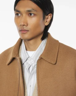Maison Kitsuné Vestes, Manteaux-Recycled Wool Sheepskin Collar Jacket Brun roux