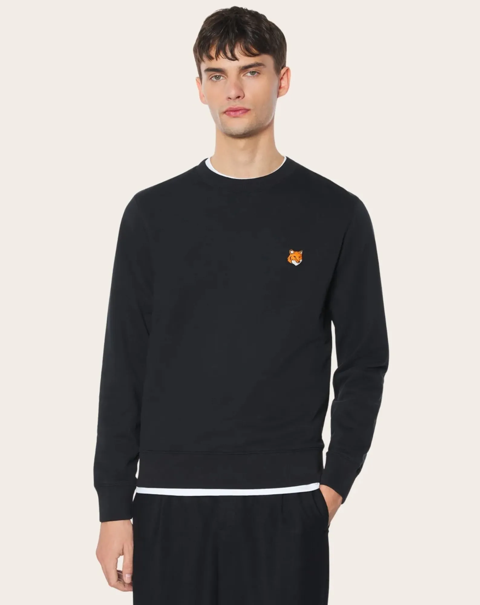 Maison Kitsuné Sweats-Regular Fit Cotton Fox Head Sweatshirt Noir