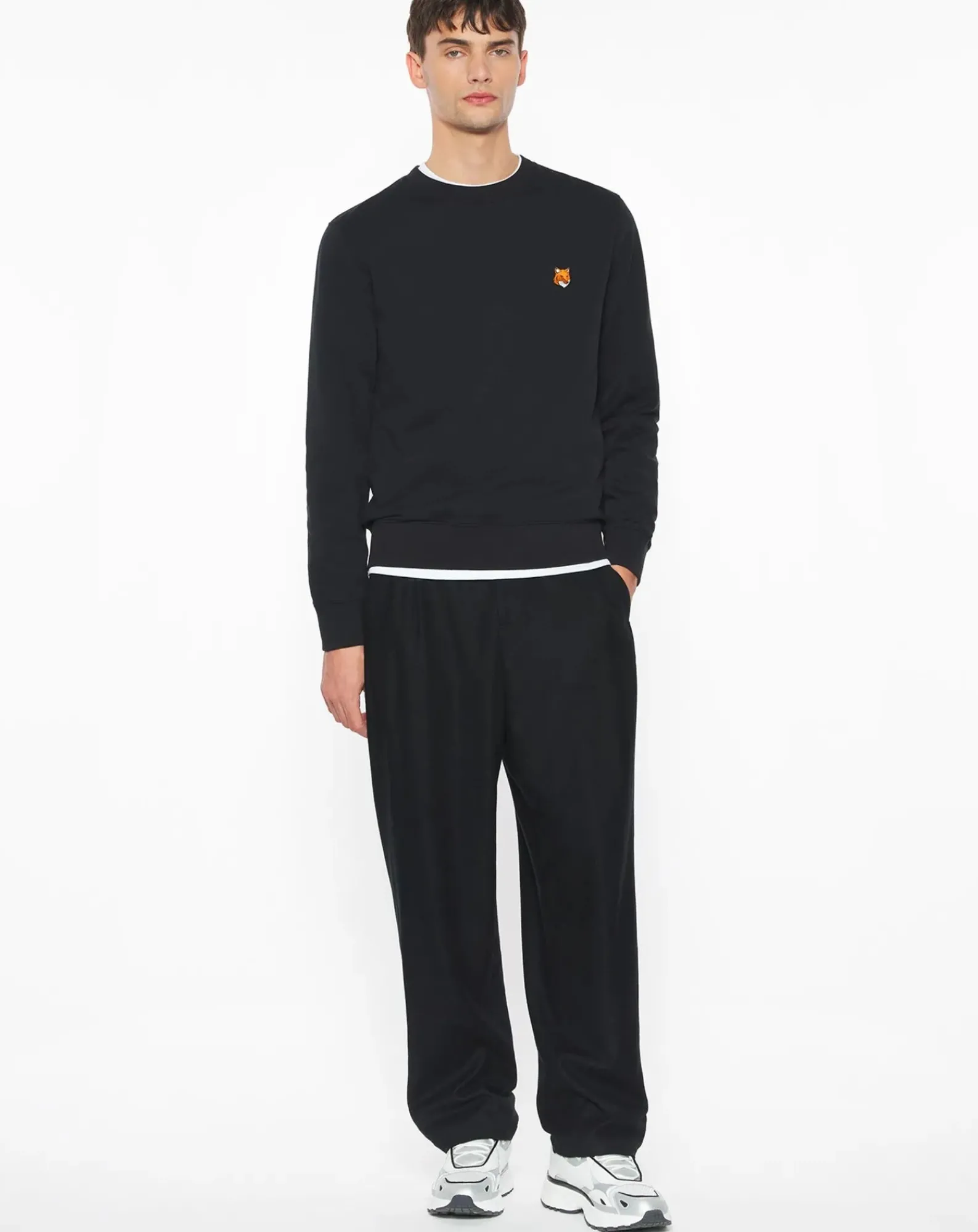 Maison Kitsuné Sweats-Regular Fit Cotton Fox Head Sweatshirt Noir