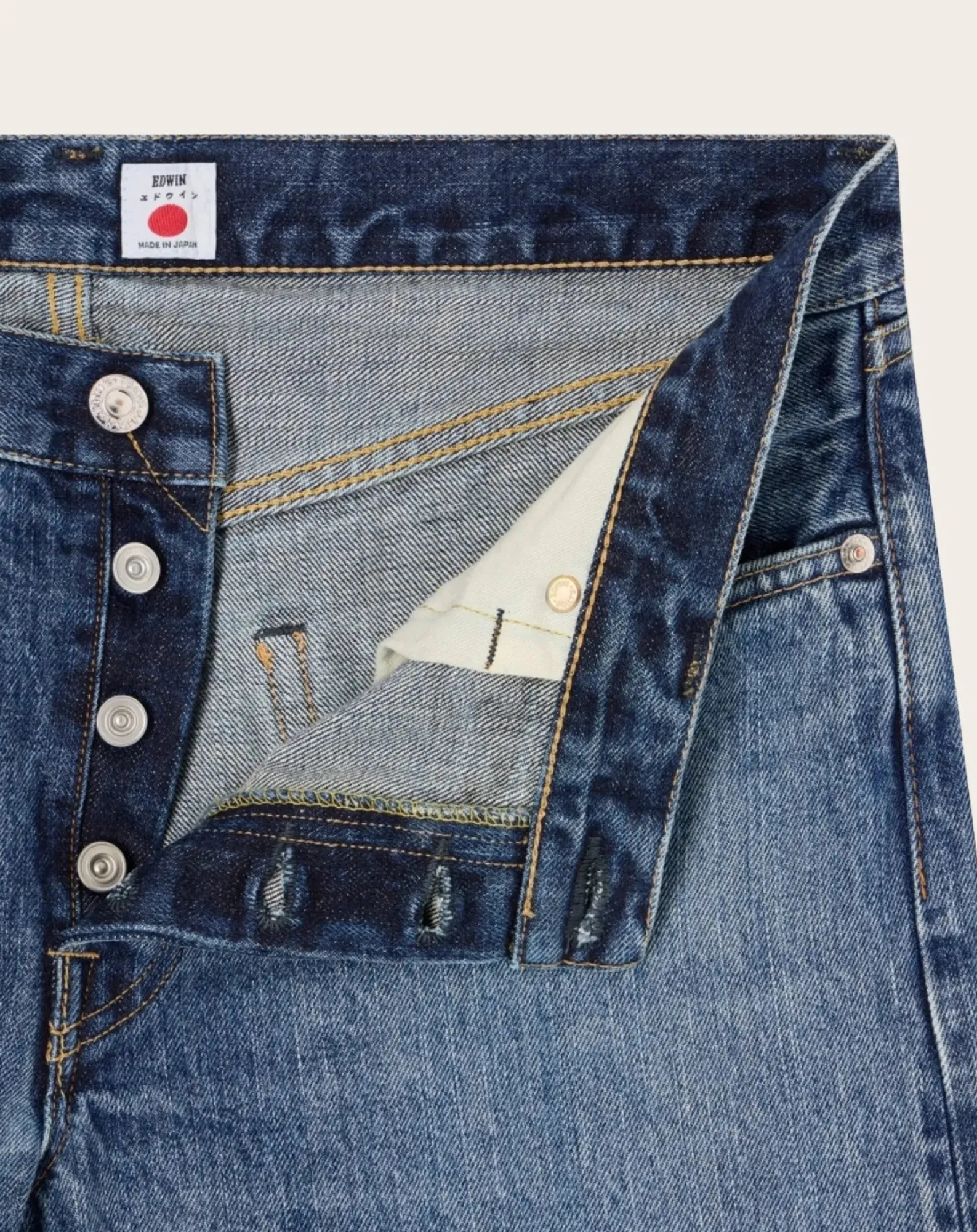 Edwin Pantalons, Jeans-Regular Tapered Cotton Jeans Bleu