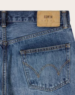 Edwin Pantalons, Jeans-Regular Tapered Cotton Jeans Bleu
