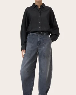 Closed Pantalons, Jeans-Rhannon barrel jeans in cotton Gris clair