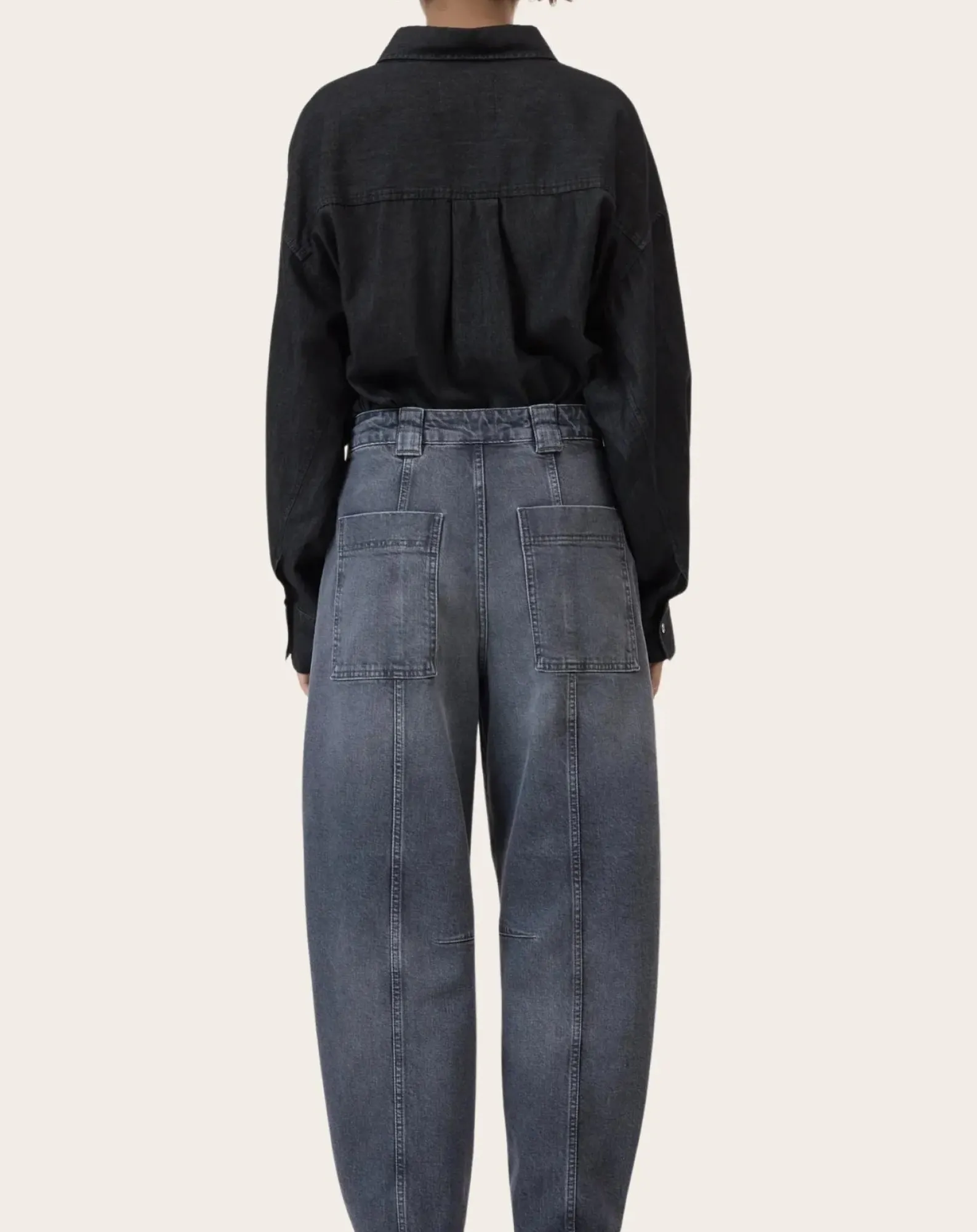 Closed Pantalons, Jeans-Rhannon barrel jeans in cotton Gris clair