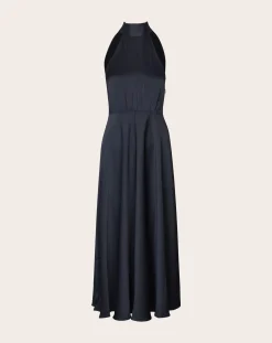 Samsoe Samsoe Robes, Jupes-Rheo satin maxi dress Bleu marine