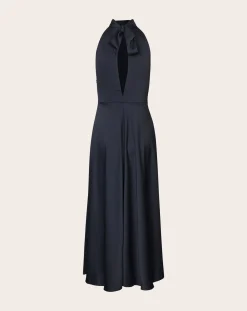 Samsoe Samsoe Robes, Jupes-Rheo satin maxi dress Bleu marine