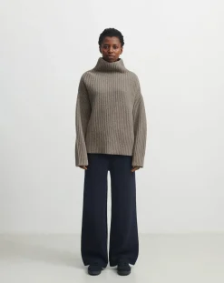 FUB Pulls, Gilets-Rib Lamb Wool Sweater - Women's Collection Beige
