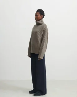 FUB Pulls, Gilets-Rib Lamb Wool Sweater - Women's Collection Beige