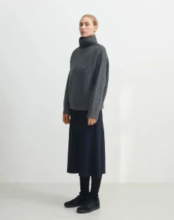 FUB Pulls, Gilets-Rib Lamb Wool Sweater - Women's Collection Gris
