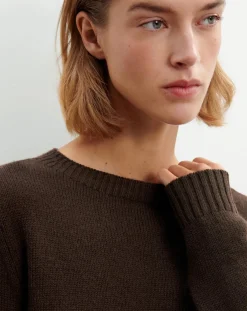 Bompard Pulls, Gilets-Round Neck Sweater 4 Threads Cashmere Chocolat
