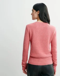 Bompard Pulls, Gilets-Round Neck Sweater 4 Threads Cashmere G58023- Rose bonbon