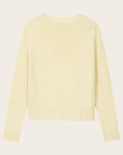 Bompard Pulls, Gilets-Round Neck Sweater 4 Threads Cashmere G58023- Jaune pâle