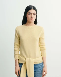 Bompard Pulls, Gilets-Round Neck Sweater 4 Threads Cashmere G58023- Jaune pâle