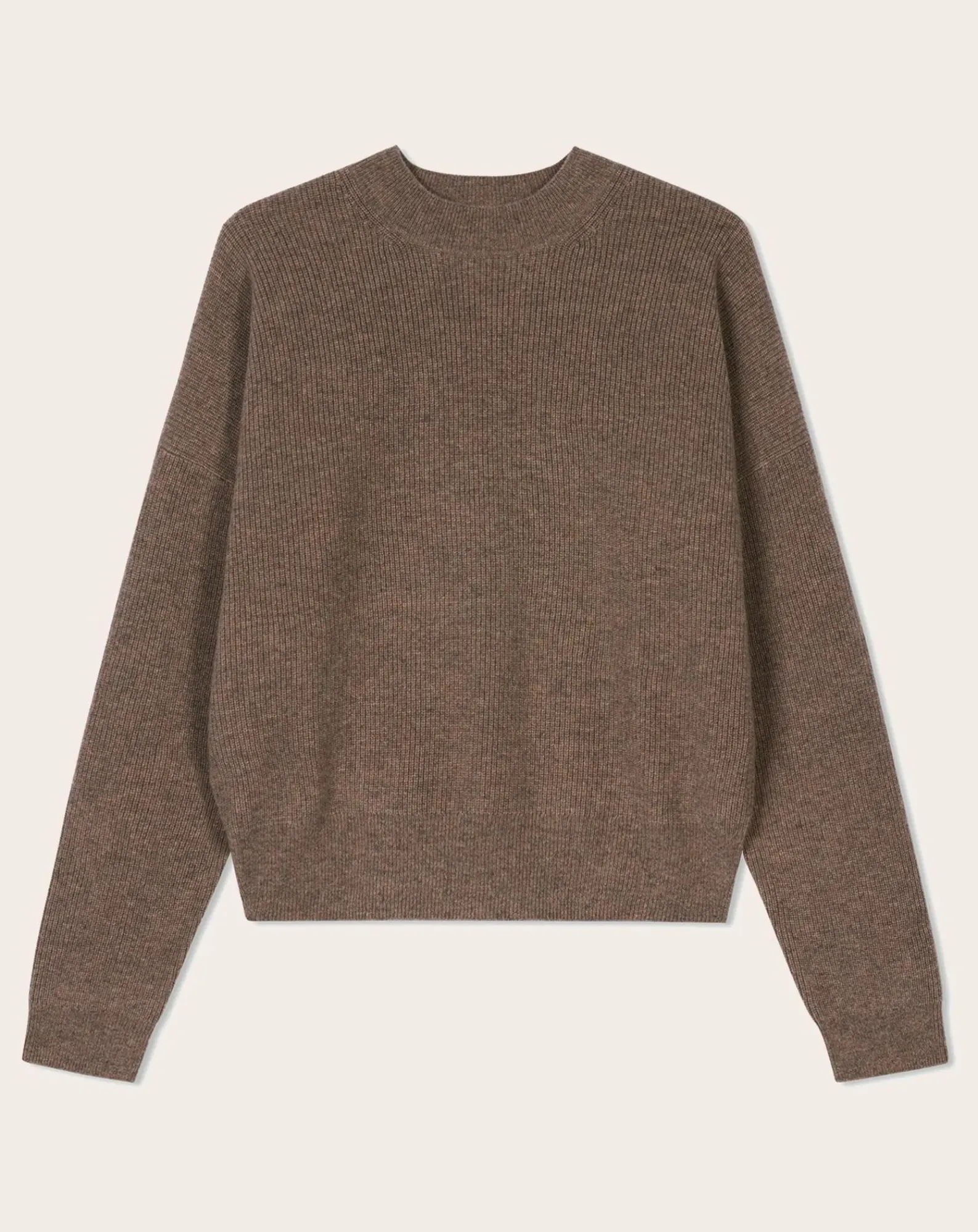 Bompard Pulls, Gilets-Round Neck Sweater Cashmere Ribs Beige
