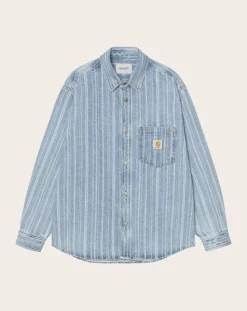 Carhartt WIP Chemises-Rylan Hampton Stripe Overshirt Denim bleached