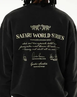 Goodies Sportive Sweats-Safari World Series round-neck sweatshirt in organic cotton Noir