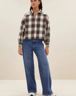 By Bar Blouses, Chemises-Sarah Carreaux Blouse Blanc