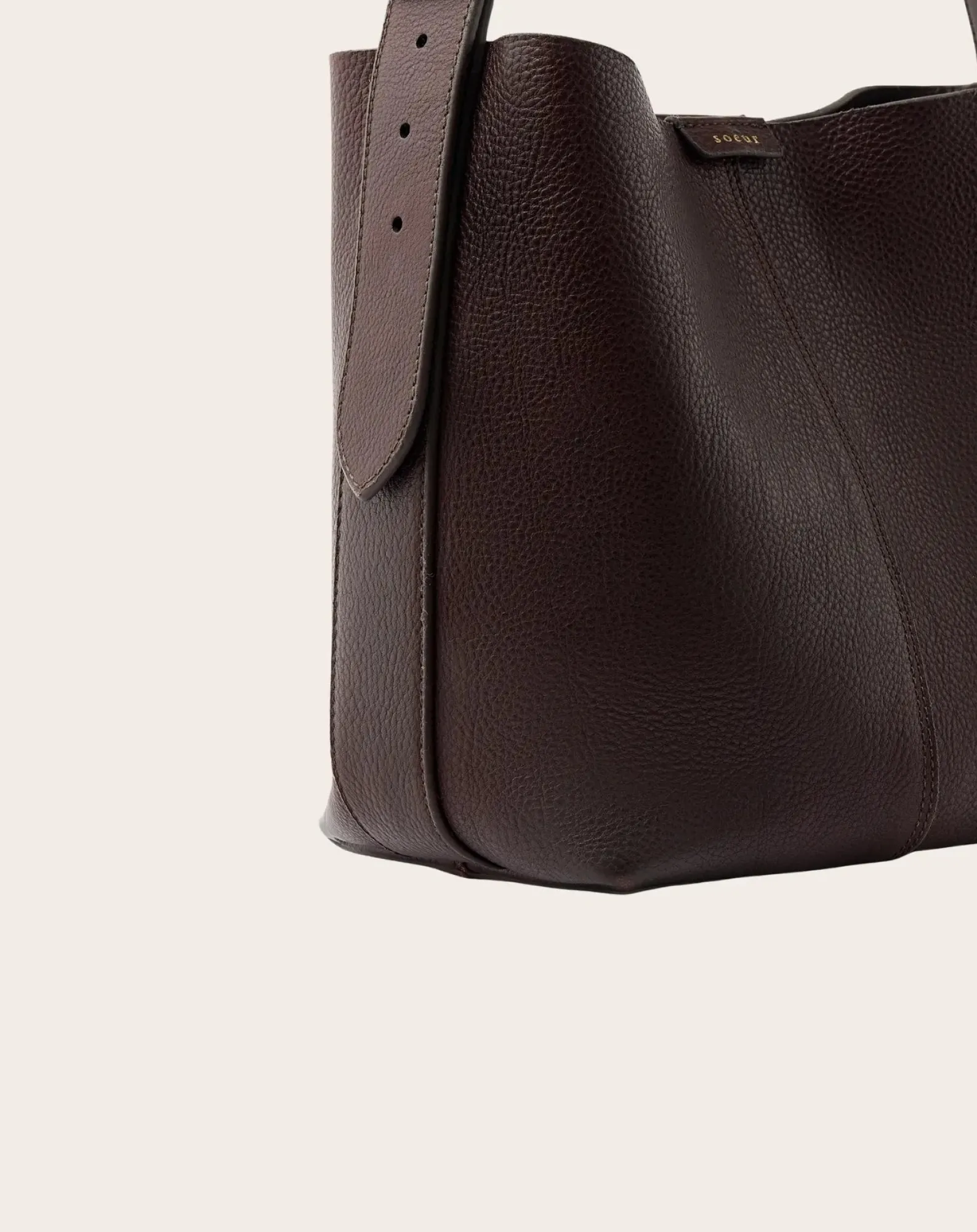 Soeur Sacs À Main-Saudade Mini Grained Leather Bag Marron