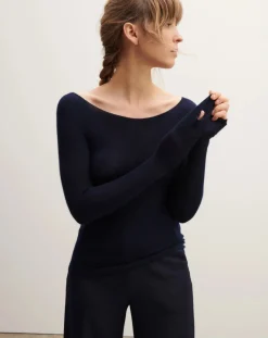 Bompard Pulls, Gilets-Seamless Cashmere Ultrafine Crewneck Sweater Noir