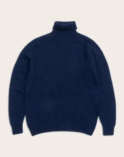 Origin Knitwear Pulls, Gilets-Seamless Polo sweater in lambswool Bleu marine