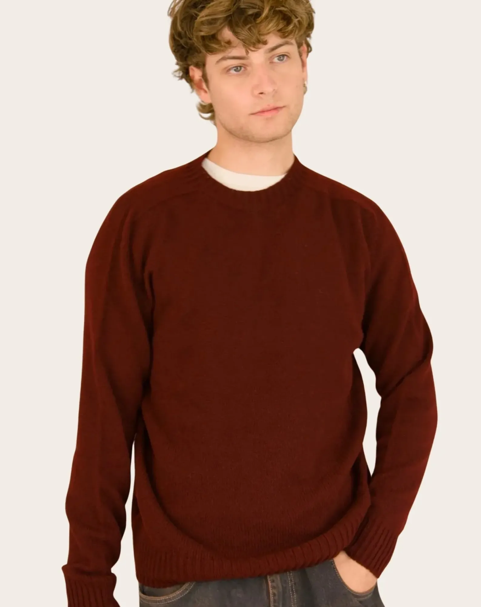 Origin Knitwear Pulls, Gilets-Seamless Wool Sweater Bordeaux