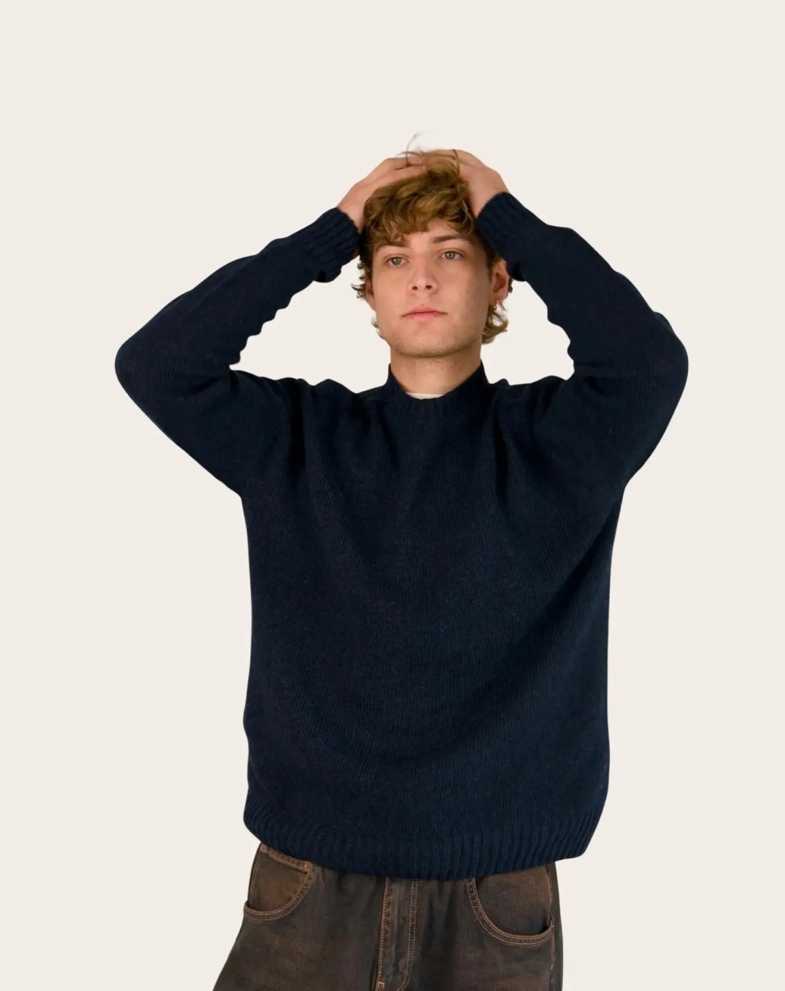 Origin Knitwear Pulls, Gilets-Seamless Wool Sweater Bleu marine