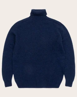 Origin Knitwear Pulls, Gilets-Seamless Wool Turtleneck Sweater Bleu marine