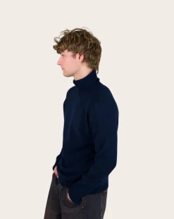 Origin Knitwear Pulls, Gilets-Seamless Wool Turtleneck Sweater Bleu marine