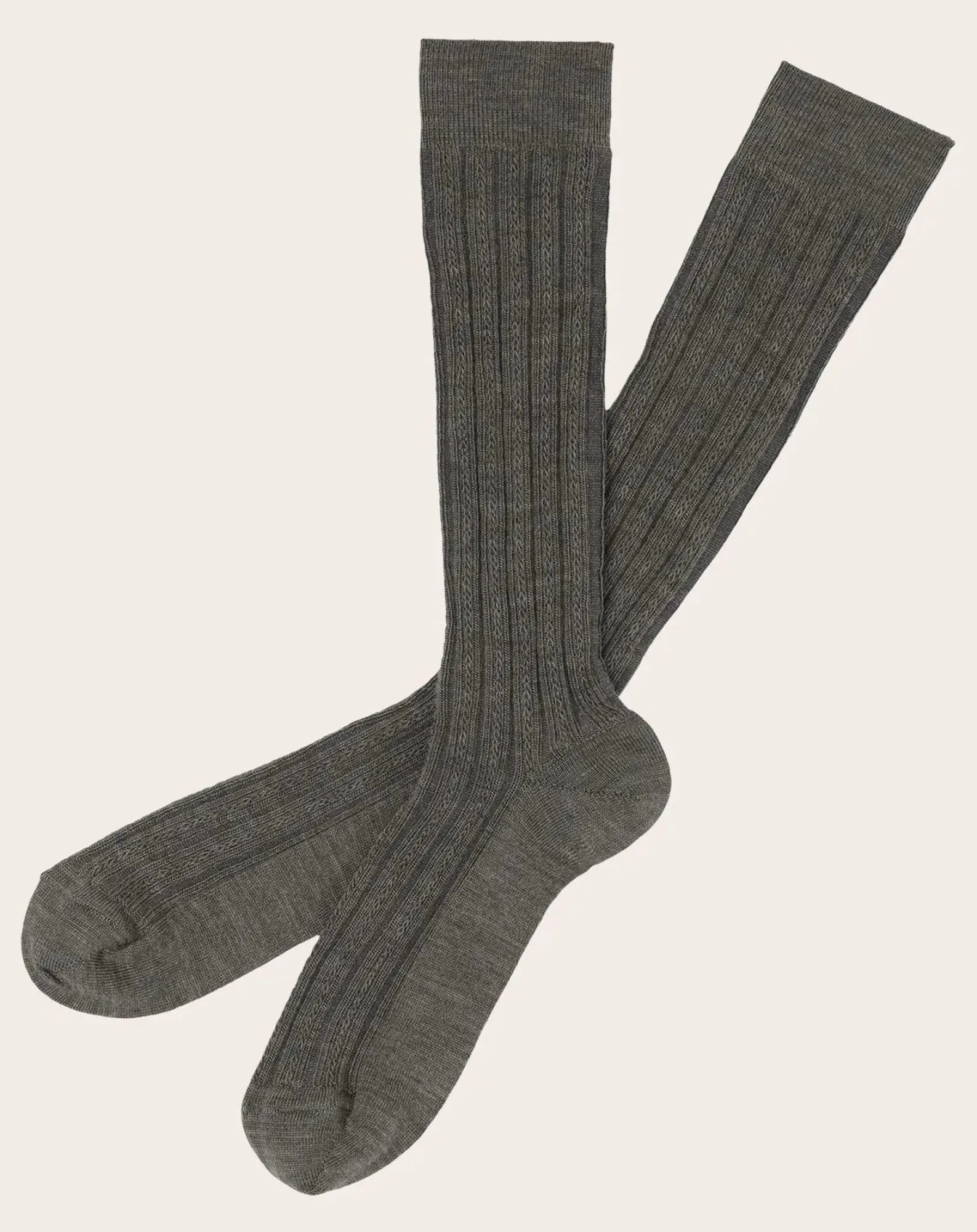 FUB Lingerie, Chaussettes-Set of 2 Pairs of Wool Ribbed Knee Highs - Women's Collection Gris chiné