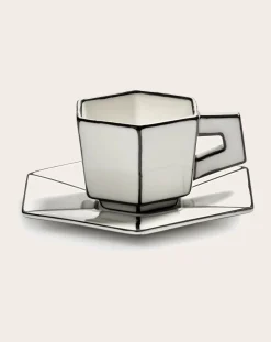 Serax Tasses, Théières-Set tasse expresso et soucoupe - Set de 2 Noir/Blanc