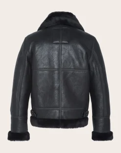 Schott Vestes, Manteaux-Sheepskin Leather Bomber Noir